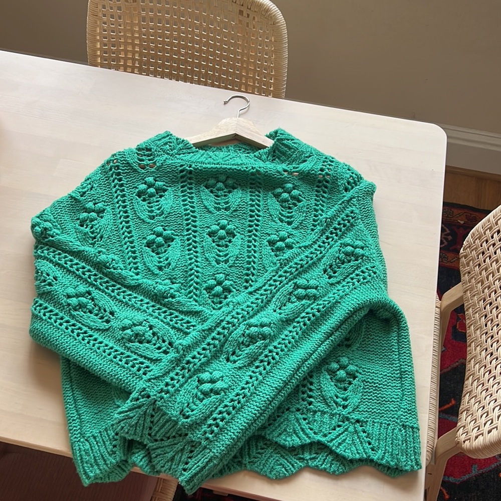 Zara Green Pom Pom Sweater